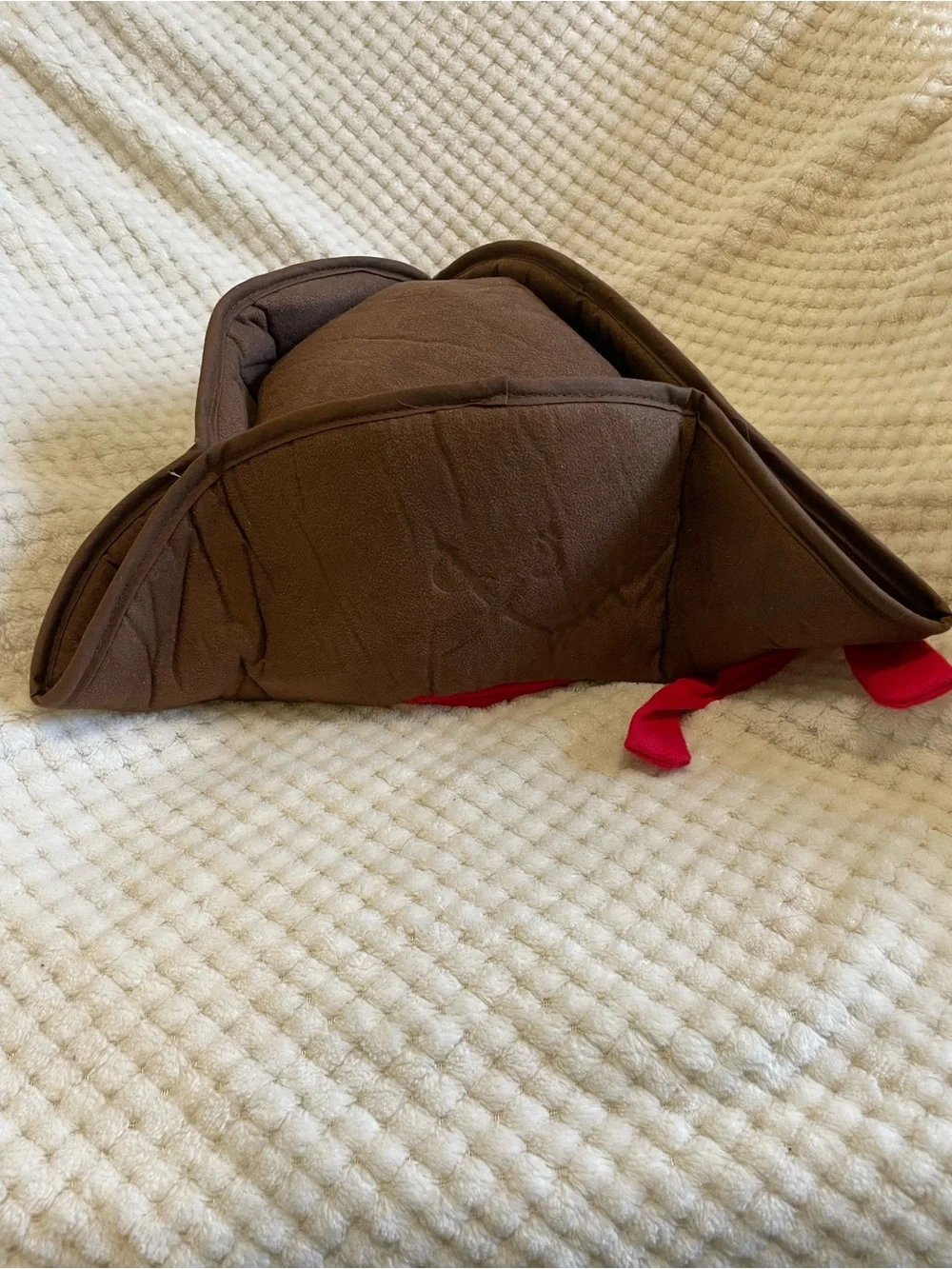 Disneyland Brown Pirate Tricorn Hat with Red Ties and Pirate Patches